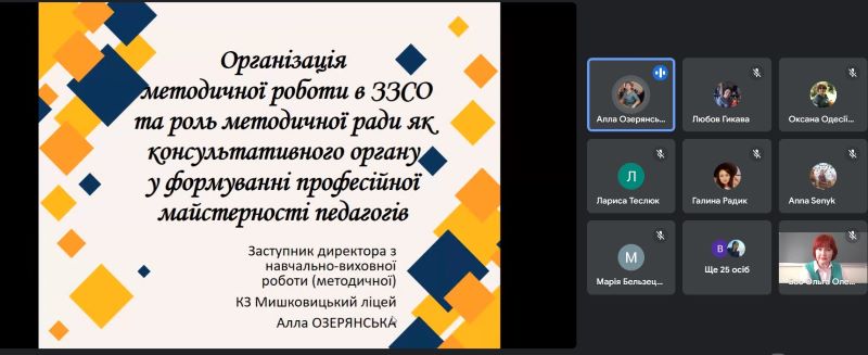 Вебінар  «Система методичної роботи в закладі загальної середньої освіти. Роль методичної ради як консультативного органу закладу освіти у формуванні професійної майстерності