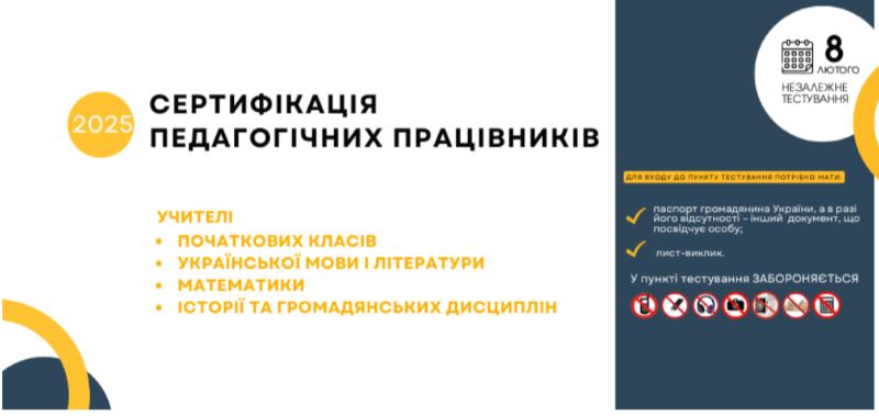 Проведено незалежне тестування фахових знань та умінь педагогічних працівників-учасників сертифікації