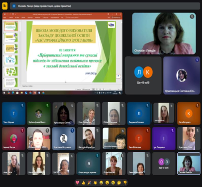 Школа молодого вихователя закладу дошкільної освіти «ЧАС ПРОФЕСІЙНОГО ЗРОСТАННЯ» ІІІ заняття «Пріоритетні напрямки та сучасні підходи до здійснення освітнього процесу в закладі дошкільної освіти»